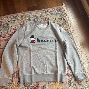 Moncler Grey Crewneck Sweatshirt with Logo Accent